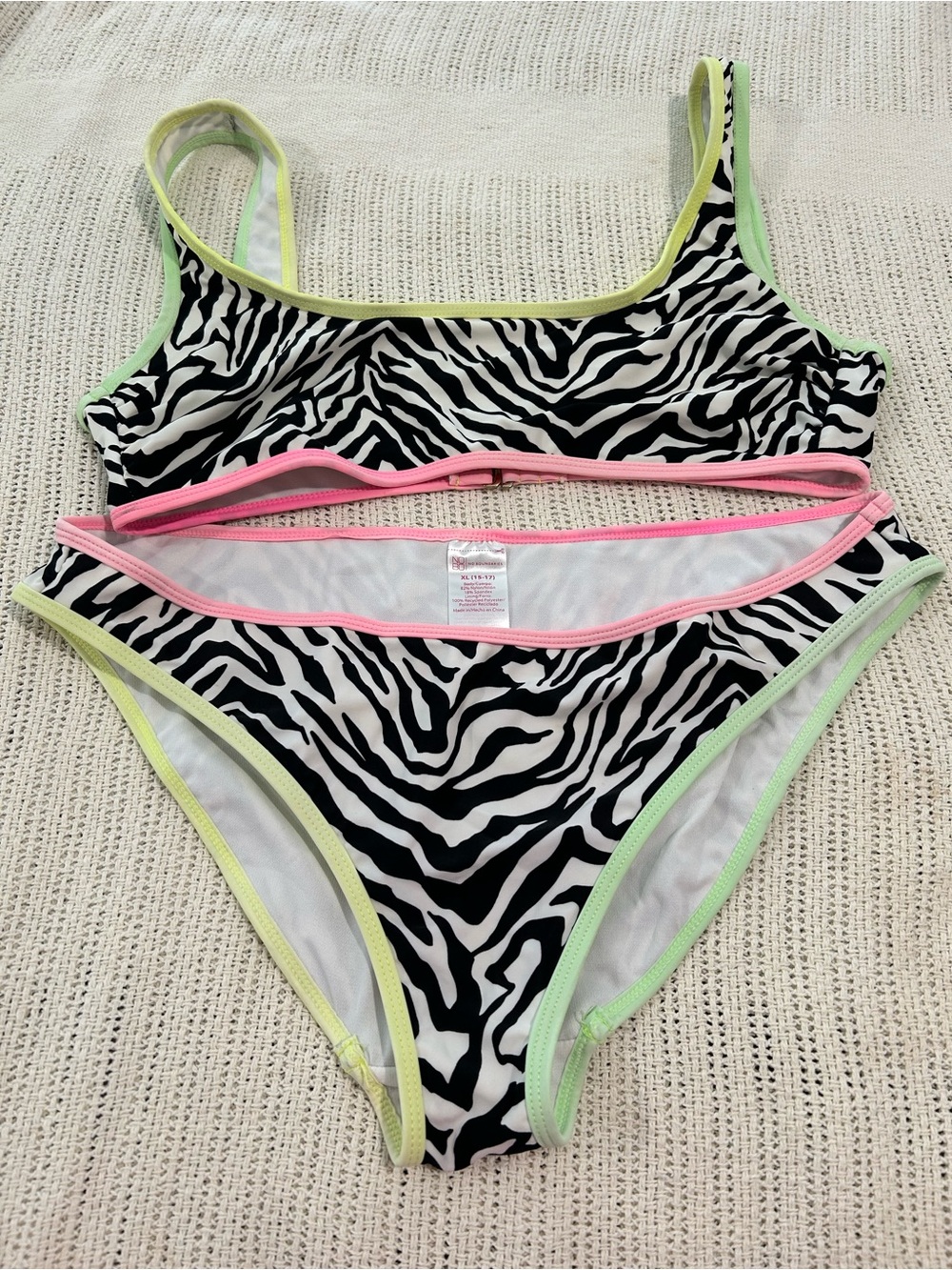 George Black Swim Top with Pink and Purple Trim